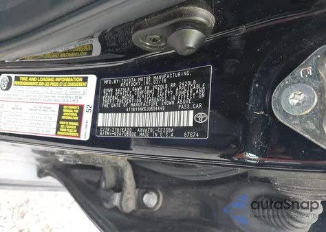 2018 Toyota Camry Se z USA, uszkodzony, nr VIN 4T1B11HK6JU604448